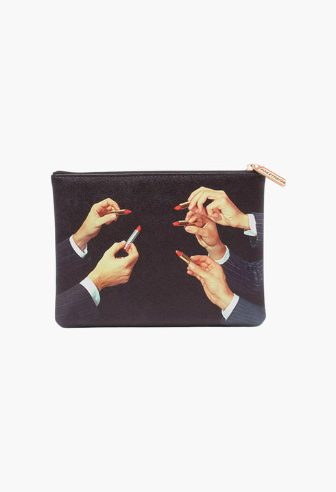 Seletti Wears Toilerpaper Lipstick-Print Canvas Cosmetic Case
